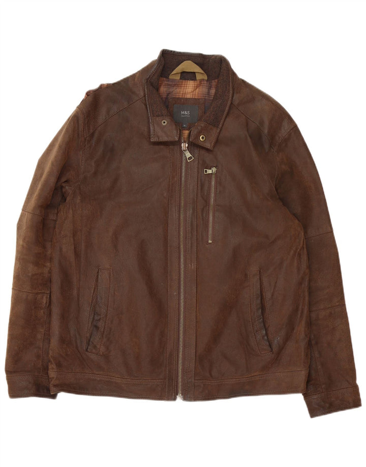 Marks & Spencer Herren Lederjacke UK 42 XL Braunes Leder