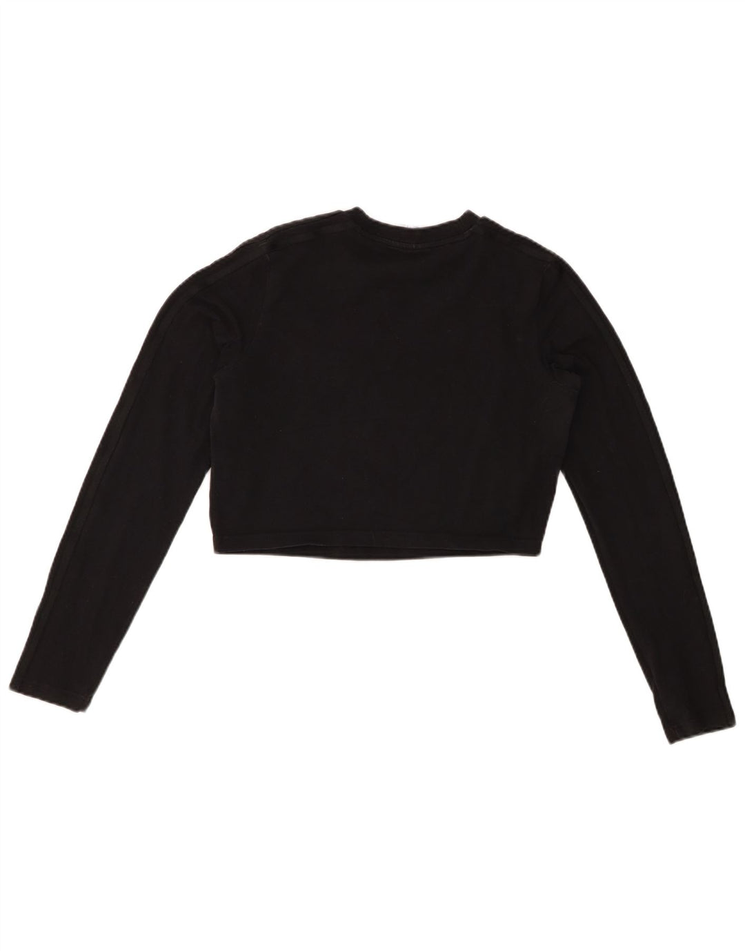 ADIDAS Damen Crop Top Langarm UK 16 Große schwarze Baumwolle
