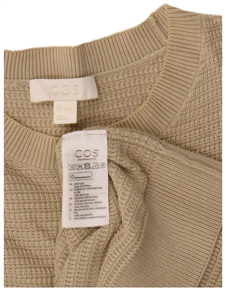 Cos Herren-Pullover mit U-Boot-Ausschnitt, Größe S, beige Baumwolle