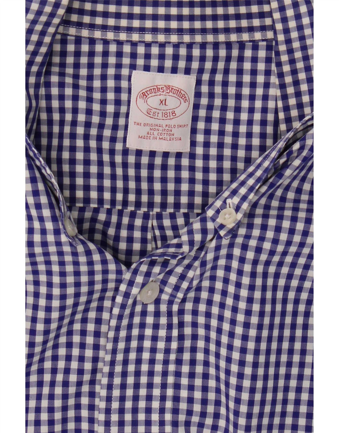 Brooks Brothers Herrenhemd XL, blaue Gingham-Baumwolle