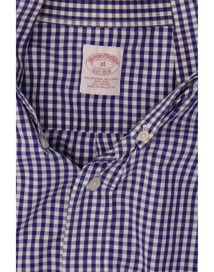 Brooks Brothers Herrenhemd XL, blaue Gingham-Baumwolle