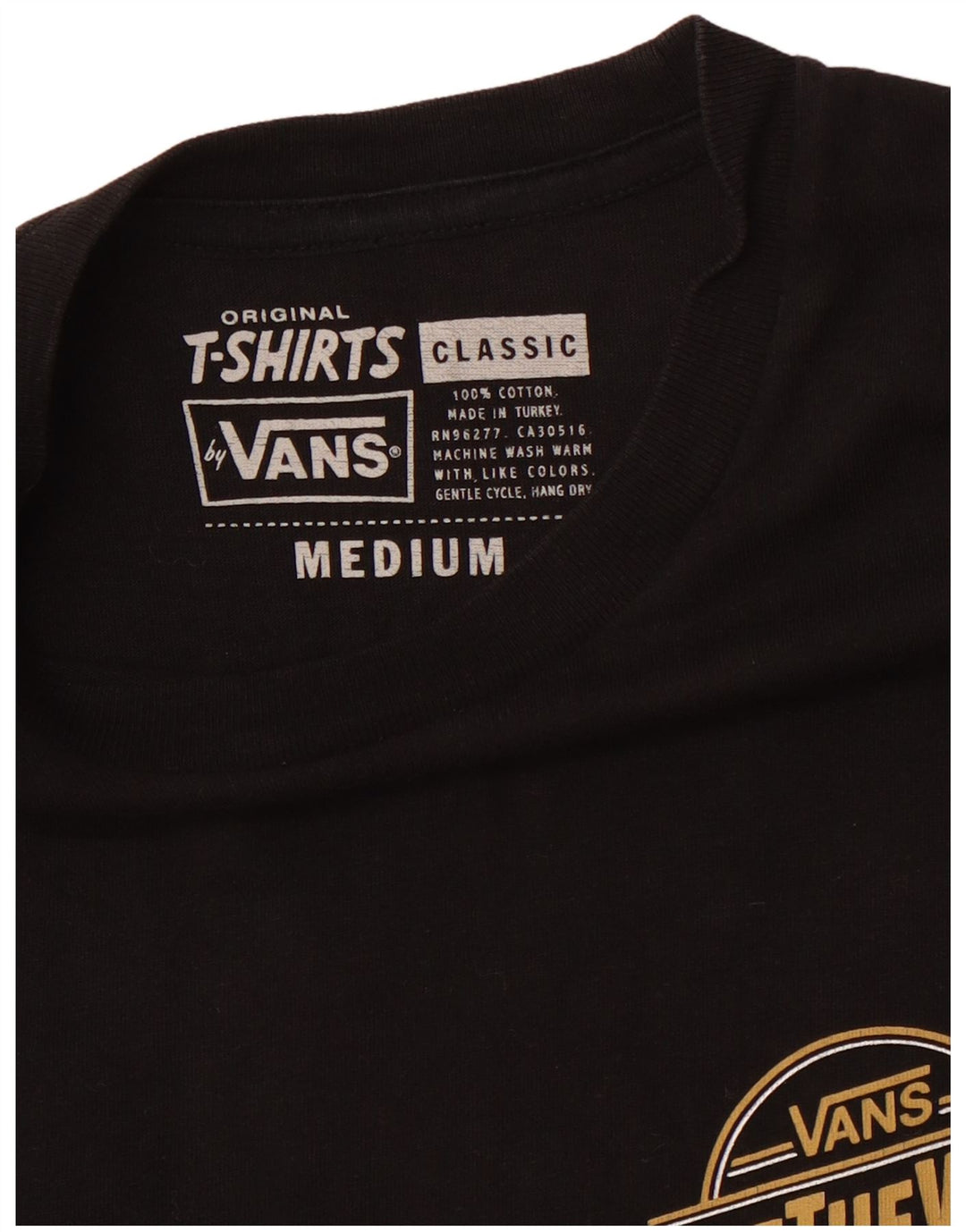VANS Herren Grafik-T-Shirt-Oberteil aus mittelschwarzer Baumwolle