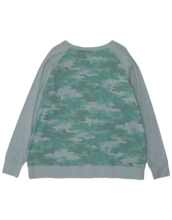 Eddie Bauer Damen Sweatshirt Pullover UK 20 2XL Blaue Camouflage Baumwolle