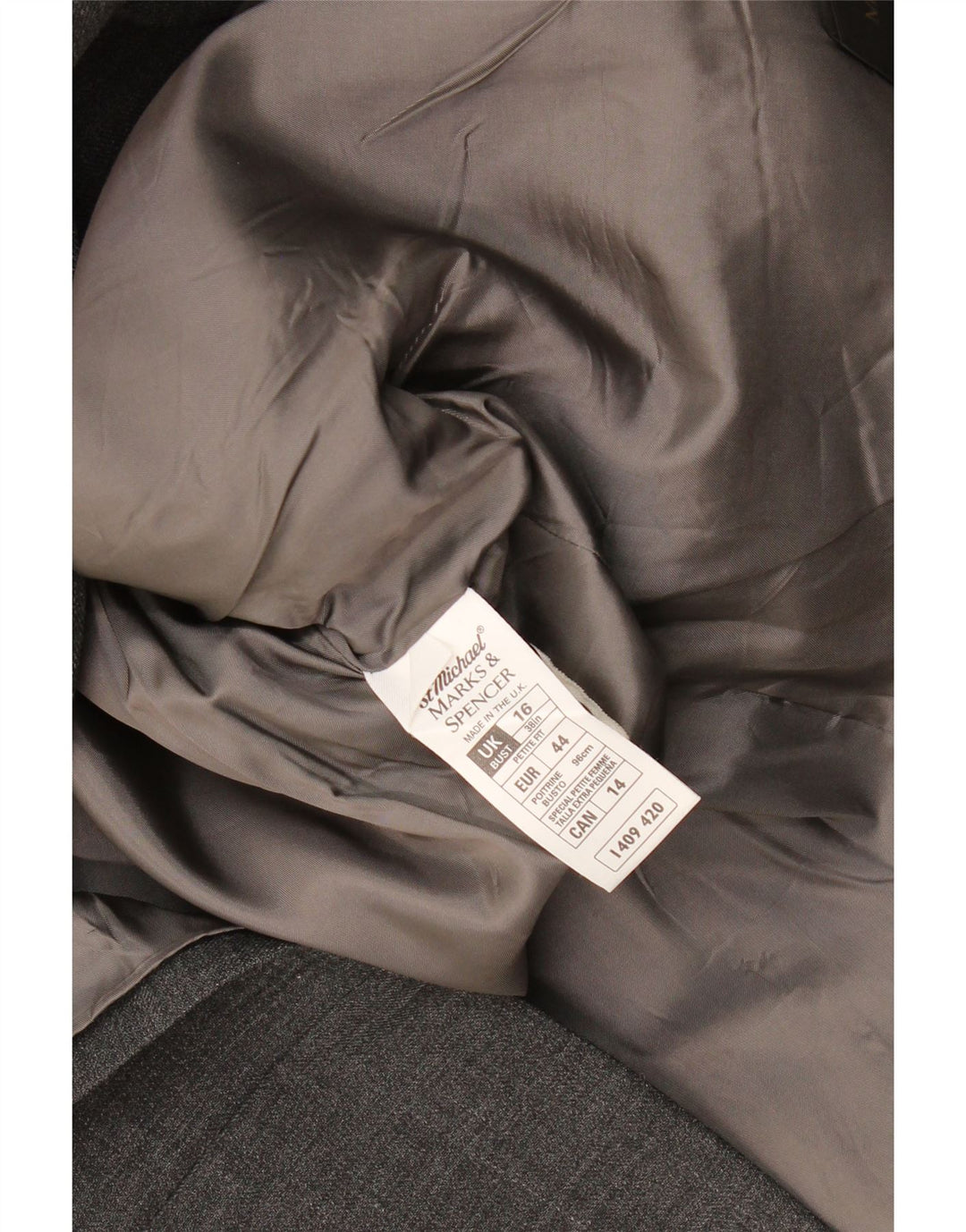 Marks & Spencer Damen 2-Knopf-Blazerjacke, UK 16, große graue Wolle