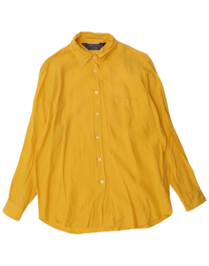 Max Mara Damen Hemd UK 18 XL Gelbes Leinen