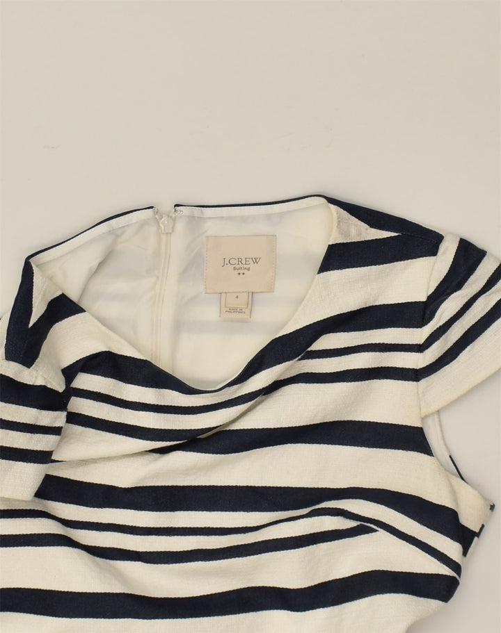 J. CREW Womens Bodycon Dress US 4 Small White Striped Cotton | Vintage J. Crew | Thrift | Second-Hand J. Crew | Used Clothing | Messina Hembry 