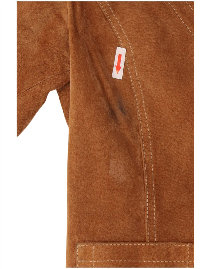 Gipsy Womens 2-Knopf-Wildleder-Blazer-Jacke UK 10 Small Braunes Leder