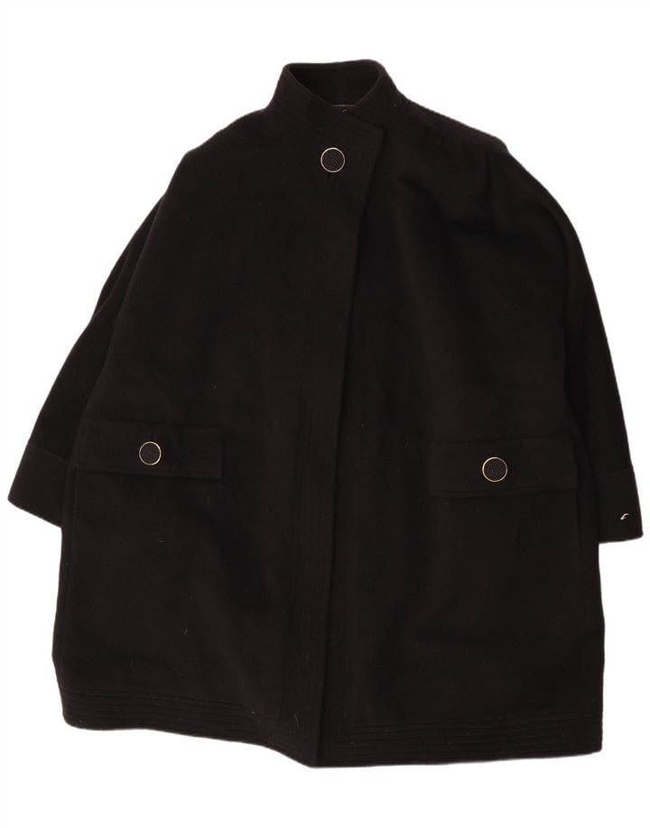 Vintage Damen Übergroßer Mantel UK 18 XL Schwarze Alpakawolle