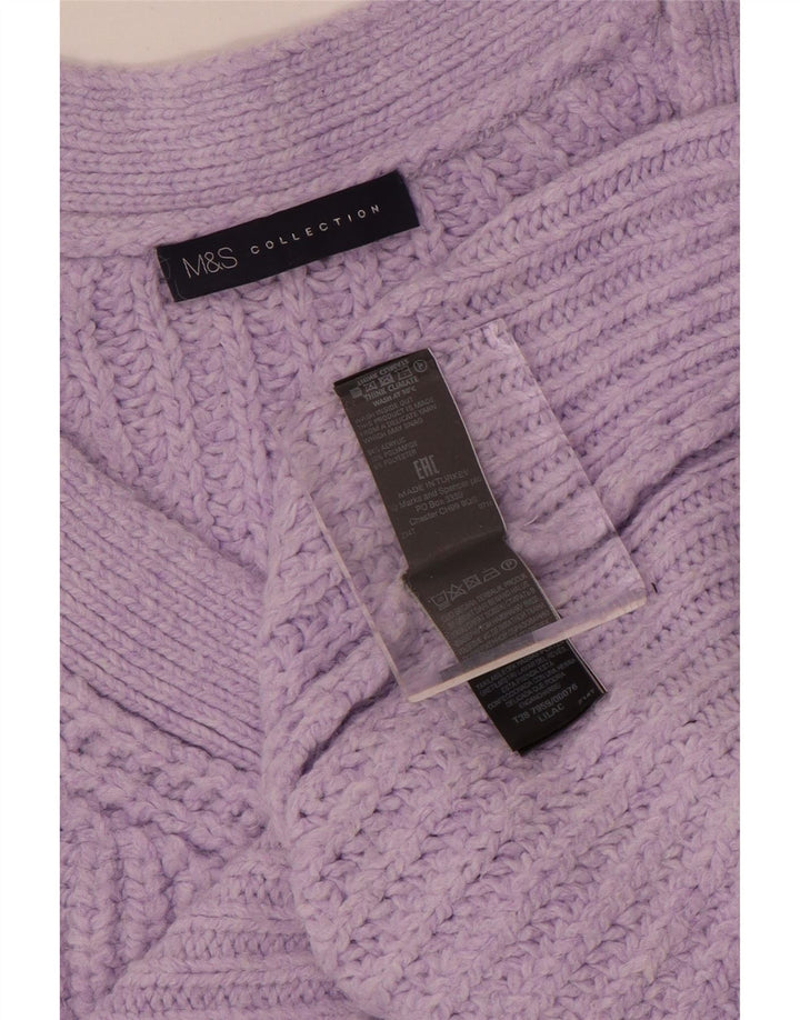 Marks & Spencer Damen-Pullover in Übergröße mit V-Ausschnitt, Gr. 14, Mittelviolett
