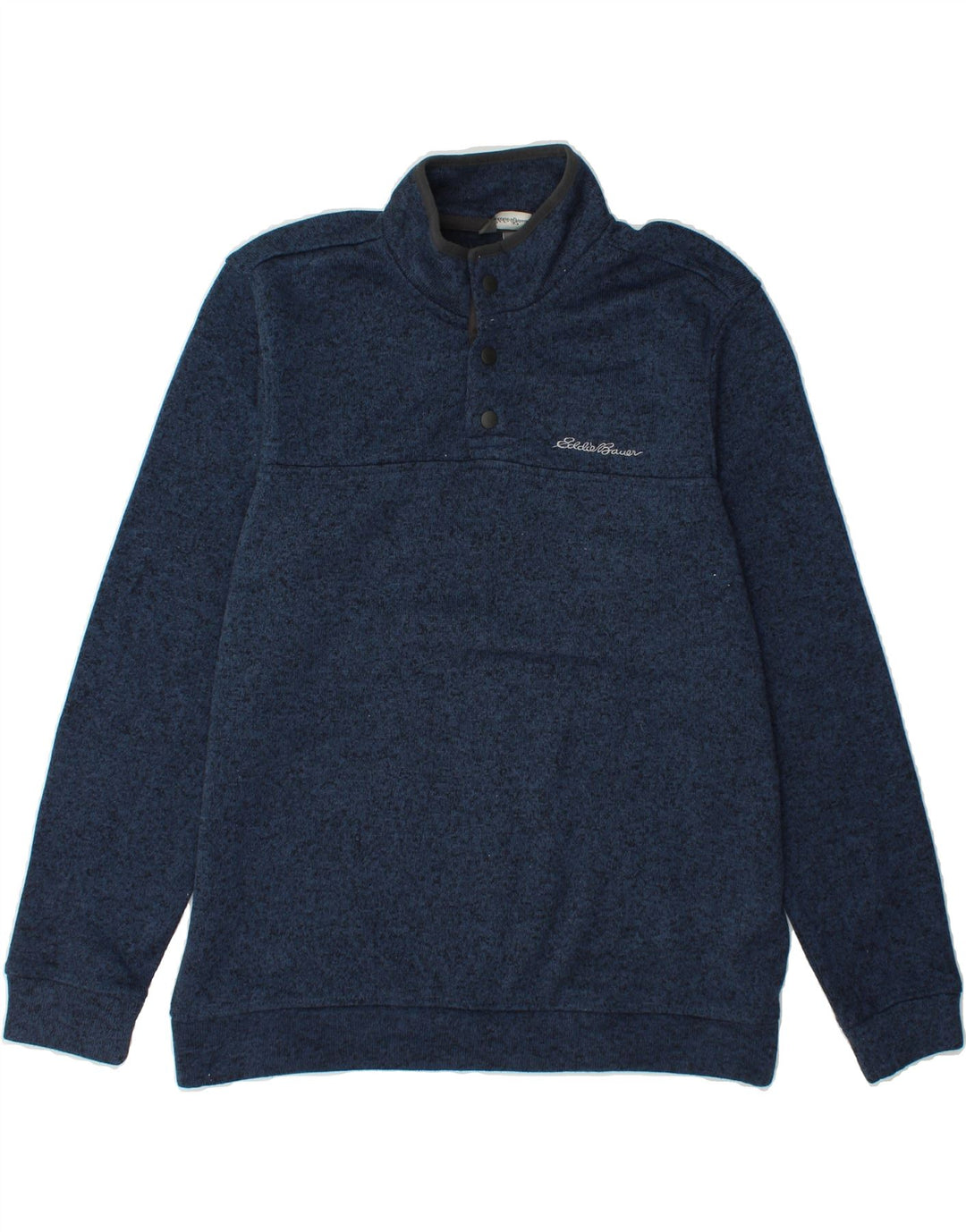 EDDIE BAUER Mens Button Neck Sweatshirt Jumper Large Navy Blue Polyester Vintage Eddie Bauer and Second-Hand Eddie Bauer from Messina Hembry 