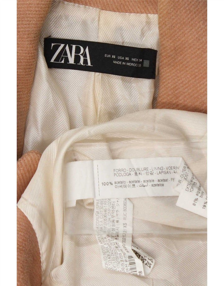 Zara Damen Übergroßer zweireihiger Mantel UK 6 XS Rosa Baumwolle