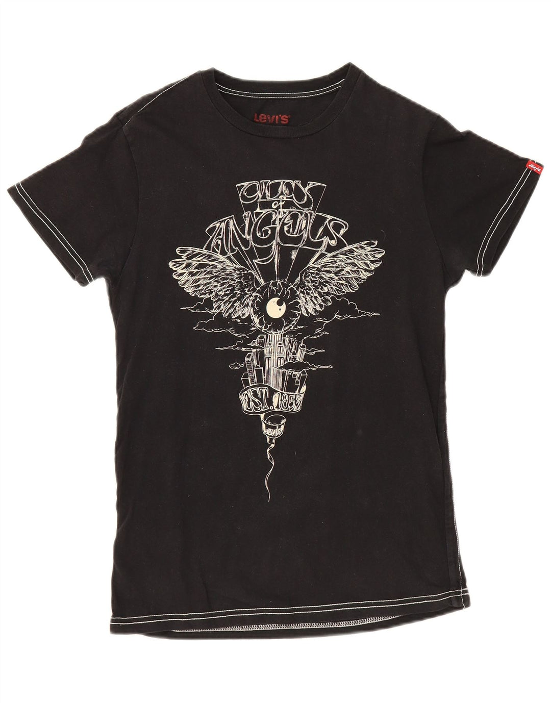 Levi's Womens Graphic T-Shirt Top UK 12 Mittelschwarze Baumwolle
