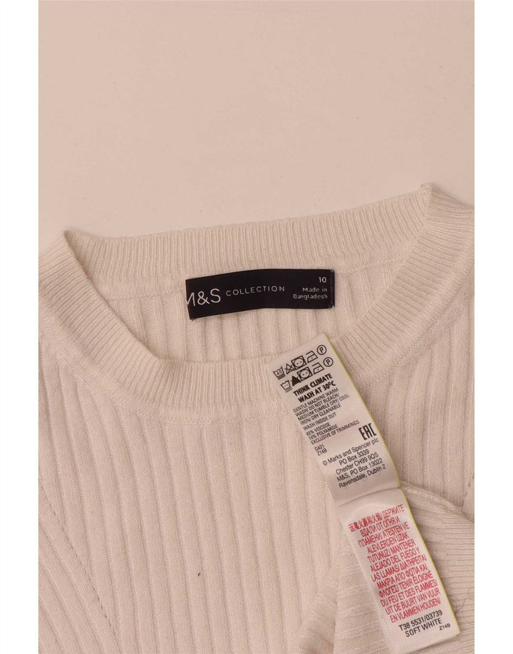 Marks & Spencer Damen-Pullover mit U-Boot-Ausschnitt, Gr. 10, Größe S, Weiß
