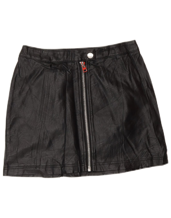 Topshop Womens Petite Kunstleder Minirock UK 8 Small W26 Schwarz