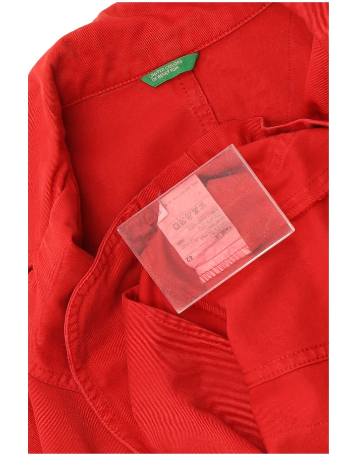 Benetton Womens Graphic 1 Button Blazer Jacke IT 42 Mittelrote Baumwolle