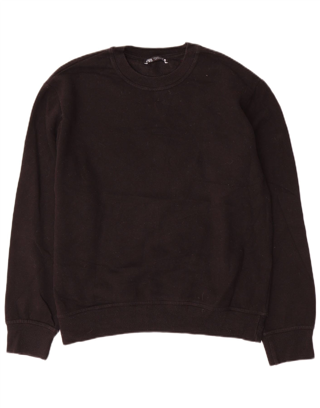 Zara Damen Sweatshirt-Pullover UK 14 Mittelschwarze Baumwolle