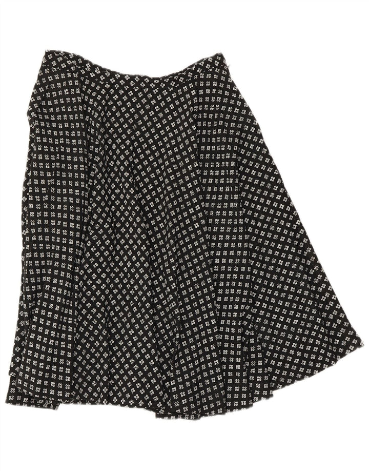 Vintage Damen A-Linie Rock W28 Medium Schwarz Geometrisch