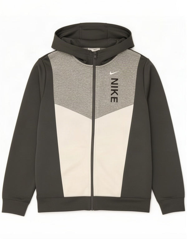 Nike Boys Graphic Zip Hoodie Sweater 12–13 Jahre Large Grey Colourblock