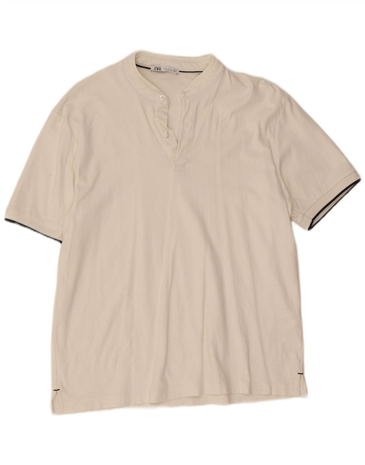 Zara Herren-Poloshirt, kleine weiße Baumwolle