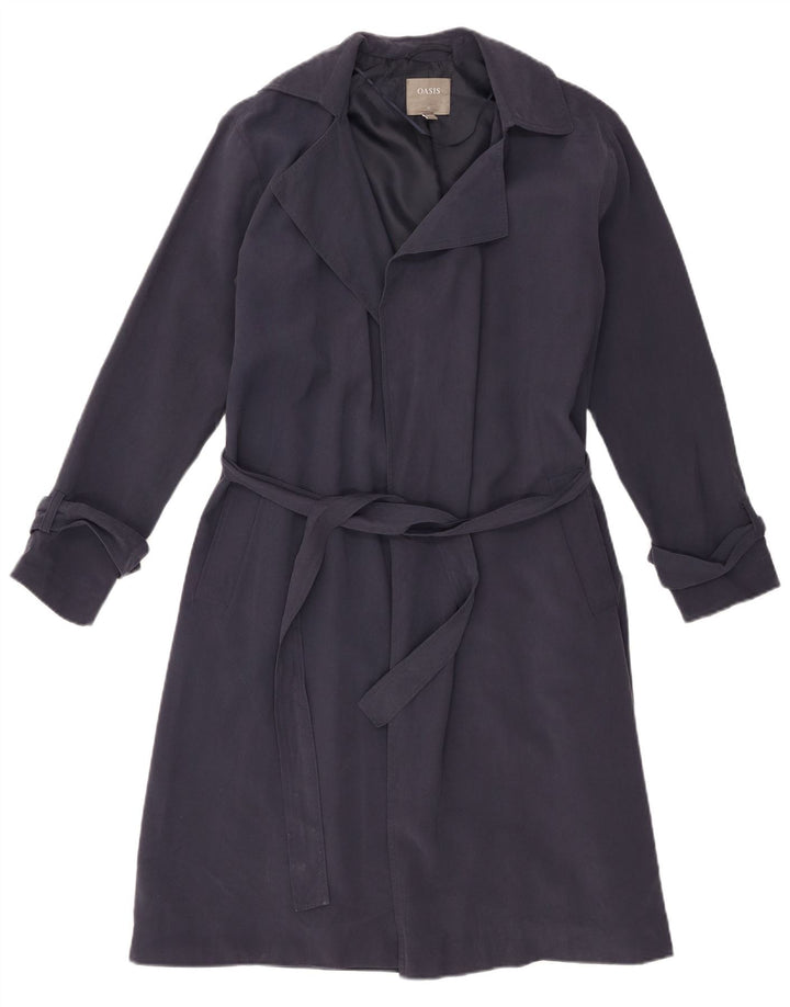 Oasis Damen Trenchcoat UK 6 XS Marineblaue Viskose