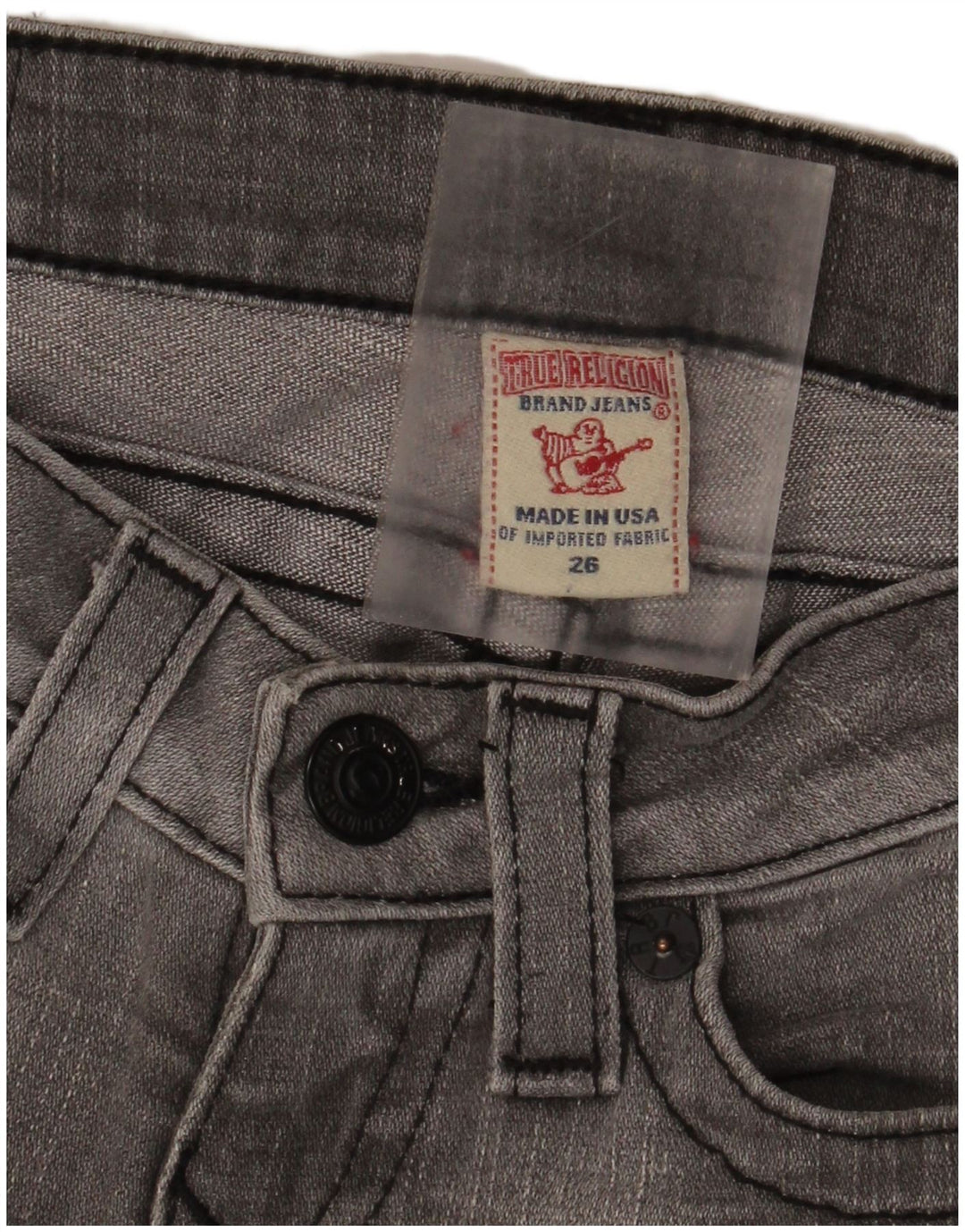 True Religion Damen Distressed Slim Jeans W26 L29 Graue Baumwolle