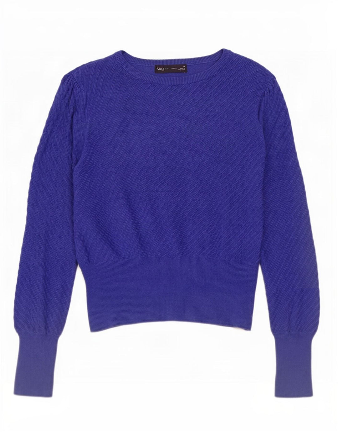 Marks & Spencer Damen Crop Pullover mit U-Boot-Ausschnitt, Gr. 12, Mittelblau