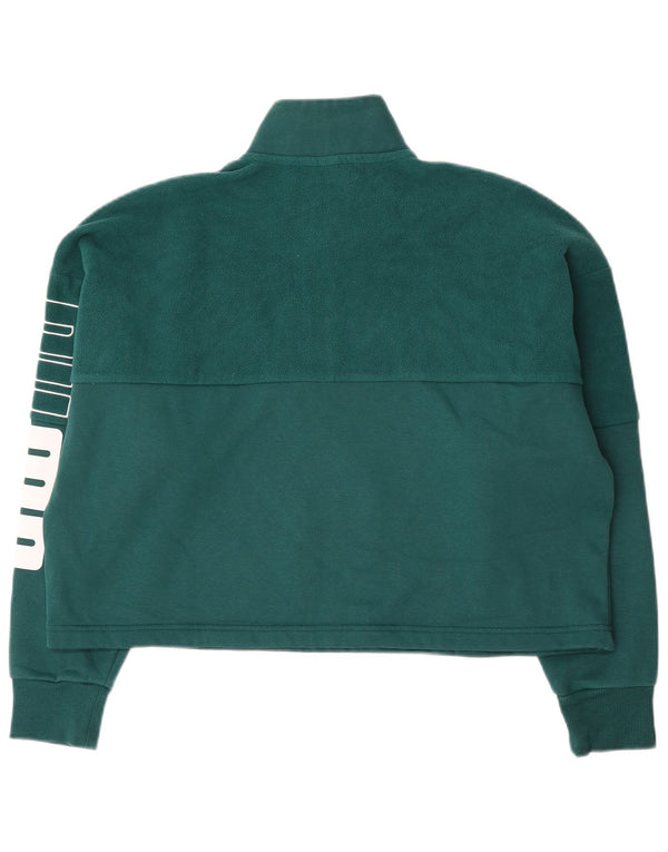 Puma Womens Oversized Crop Graphic Sweatshirt Pullover UK 16 Large Grün
