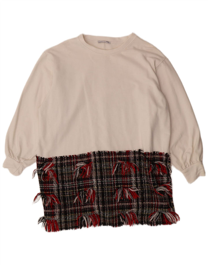 ZARA Damen-Sweatshirt in Übergröße, Gr. 14, Mittelweiß, Farbblock