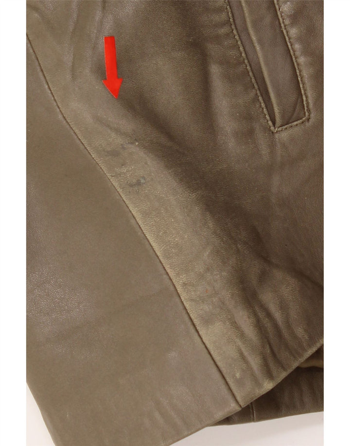 Vintage Damen Lederjacke IT 44 Medium Khaki Leder