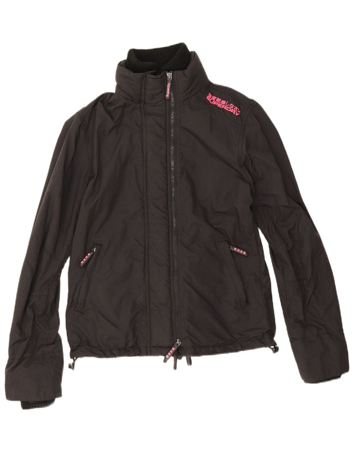 Superdry Damen Bomberjacke UK 16 Large Schwarz Nylon