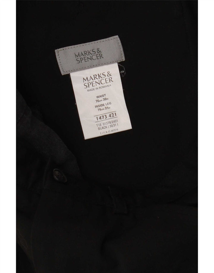 Marks & Spencer Gerade Freizeithose für Herren, W30, L31, Schwarz, Polyester
