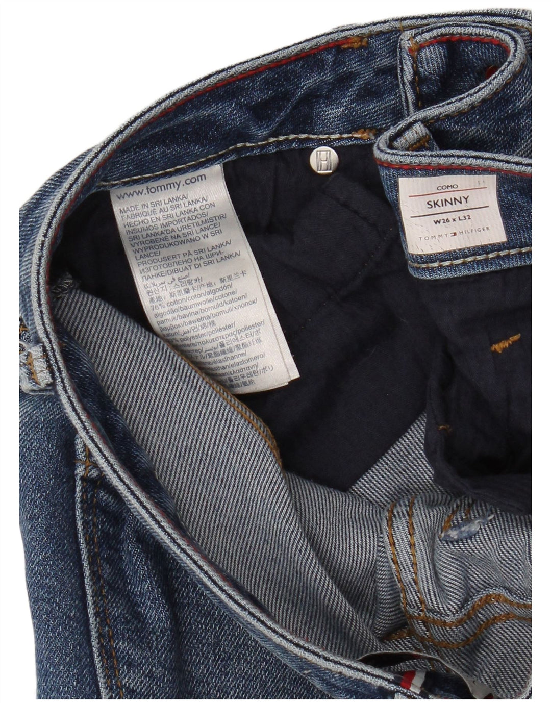 TOMMY HILFIGER Damen Como Skinny Jeans W26 L32 Blaue Baumwolle