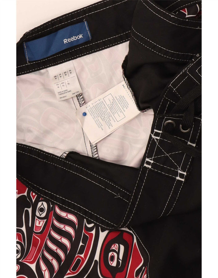 Reebok Herren Badeshorts Mittelschwarzes geometrisches Polyester