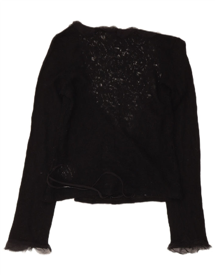 Max & Co. Damen Crop Wrap Cardigan Pullover UK 14 Große schwarze Schurwolle
