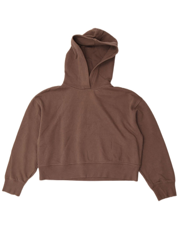Zara Damen Crop Oversized Hoodie Pullover UK 14 Mittelbraune Baumwolle