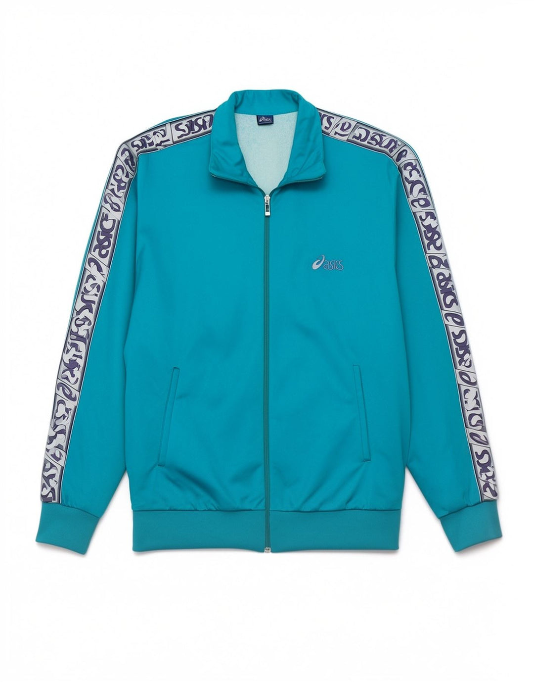 Asics Herren Grafik-Trainingsanzug-Top-Jacke, groß, blau, Polyamid, Sport