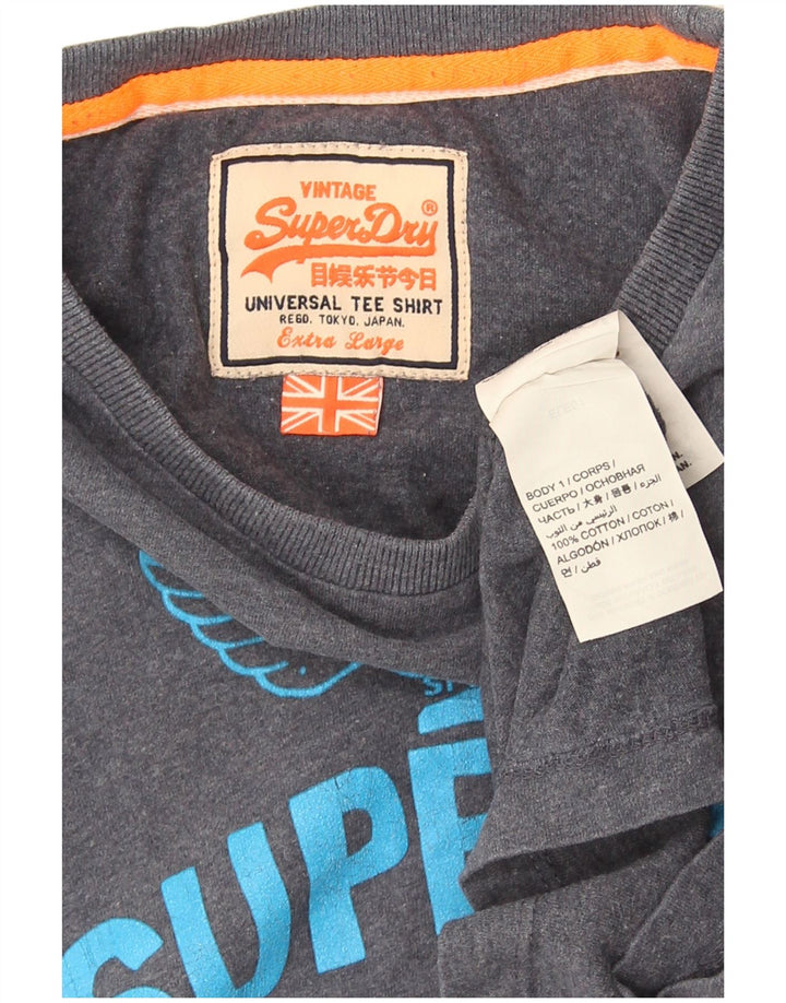 Superdry Herren Grafik-T-Shirt-Oberteil XL aus grauer Baumwolle