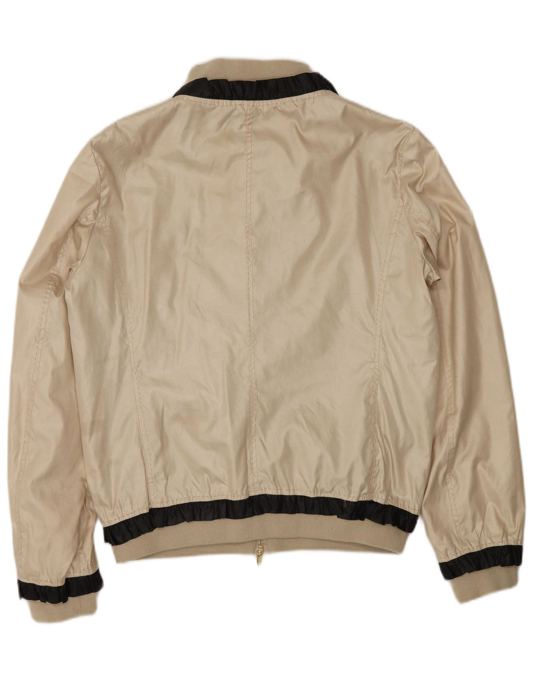 Moschino Damen Bomberjacke UK 14 Large Gold Colourblock Polyester