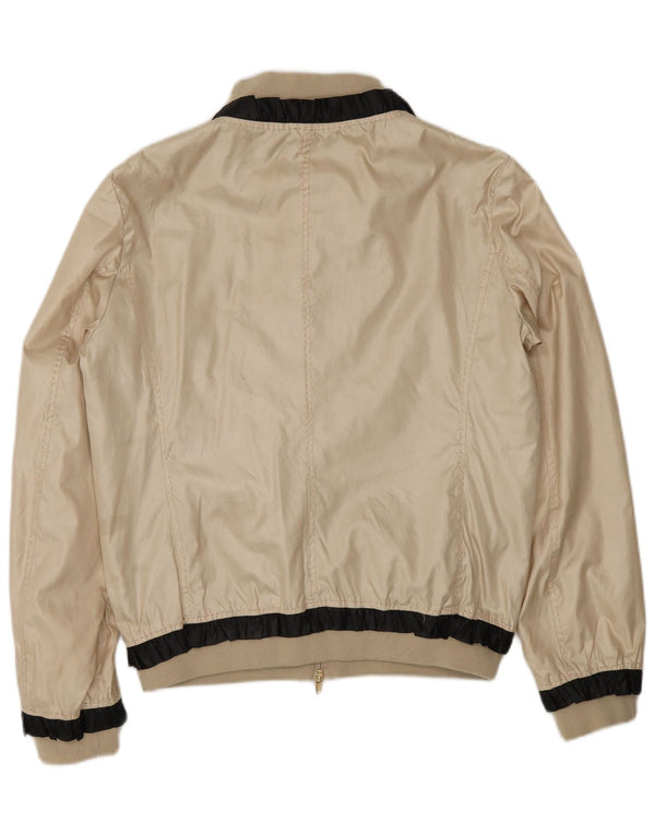 Moschino Damen Bomberjacke UK 14 Large Gold Colourblock Polyester