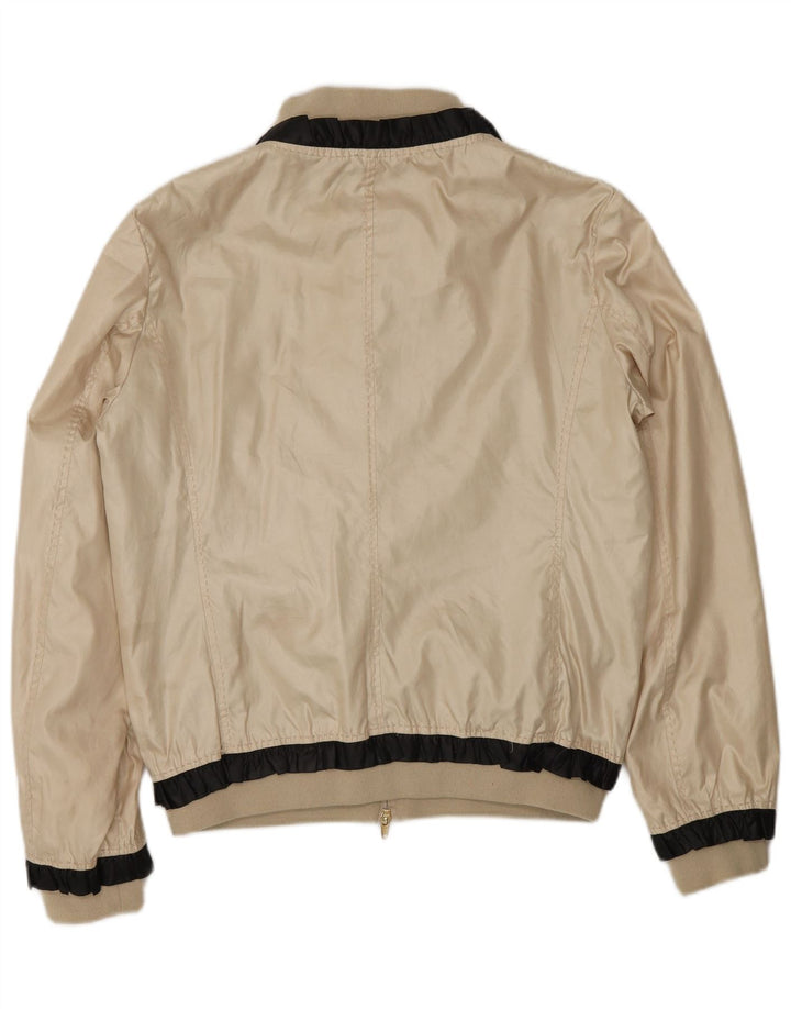 Moschino Damen Bomberjacke UK 14 Large Gold Colourblock Polyester