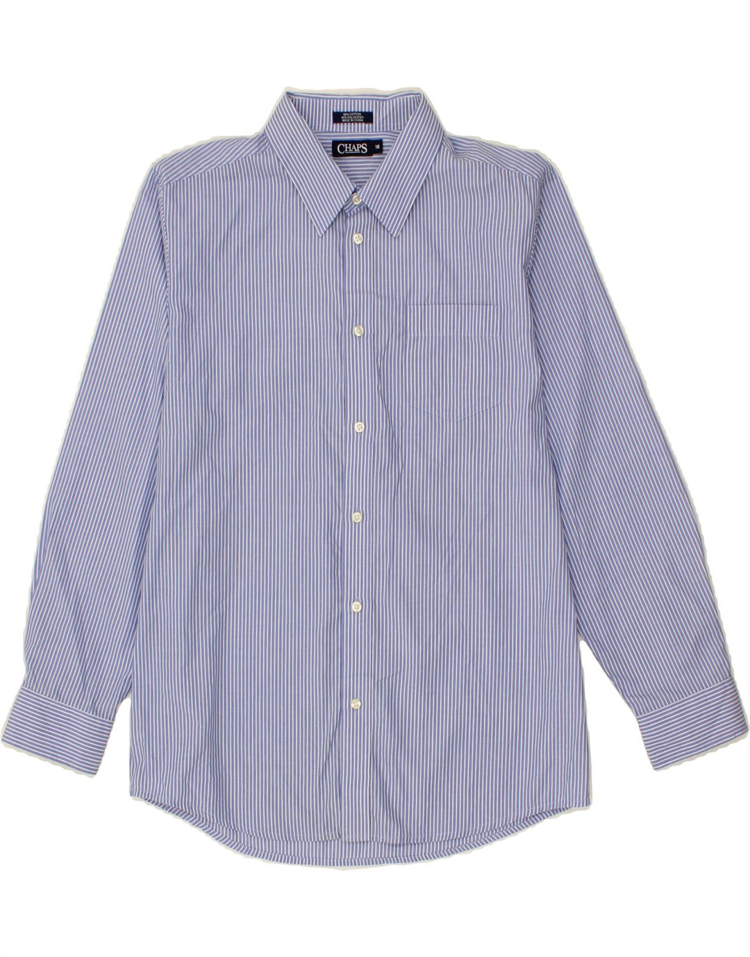 CHAPS Boys Shirt 15-16 Years XL Blue Pinstripe Cotton Vintage Chaps and Second-Hand Chaps from Messina Hembry 