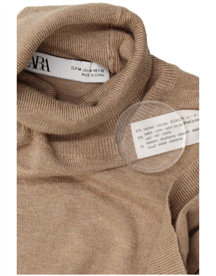 Rollkragenpullover für Damen von Zara, Gr. 12, mittelbeige Viskose