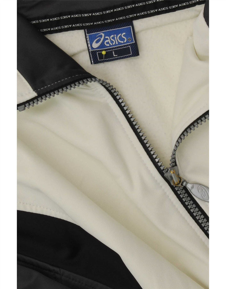 Asics Herren-Trainingsanzug-Top-Jacke, groß, weiß, Farbblock