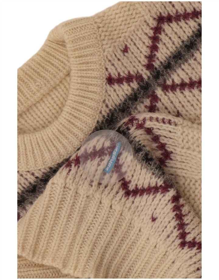 Carrera Herren-Pullover mit Rundhalsausschnitt, Größe S, gebrochenes Weiß, Argyle/Diamantmuster