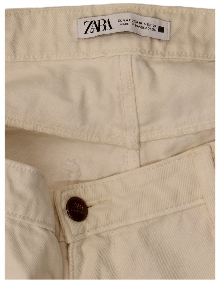 Zara Damen Crop Cropped Jeans EU 42 Large W34 L25 Off White