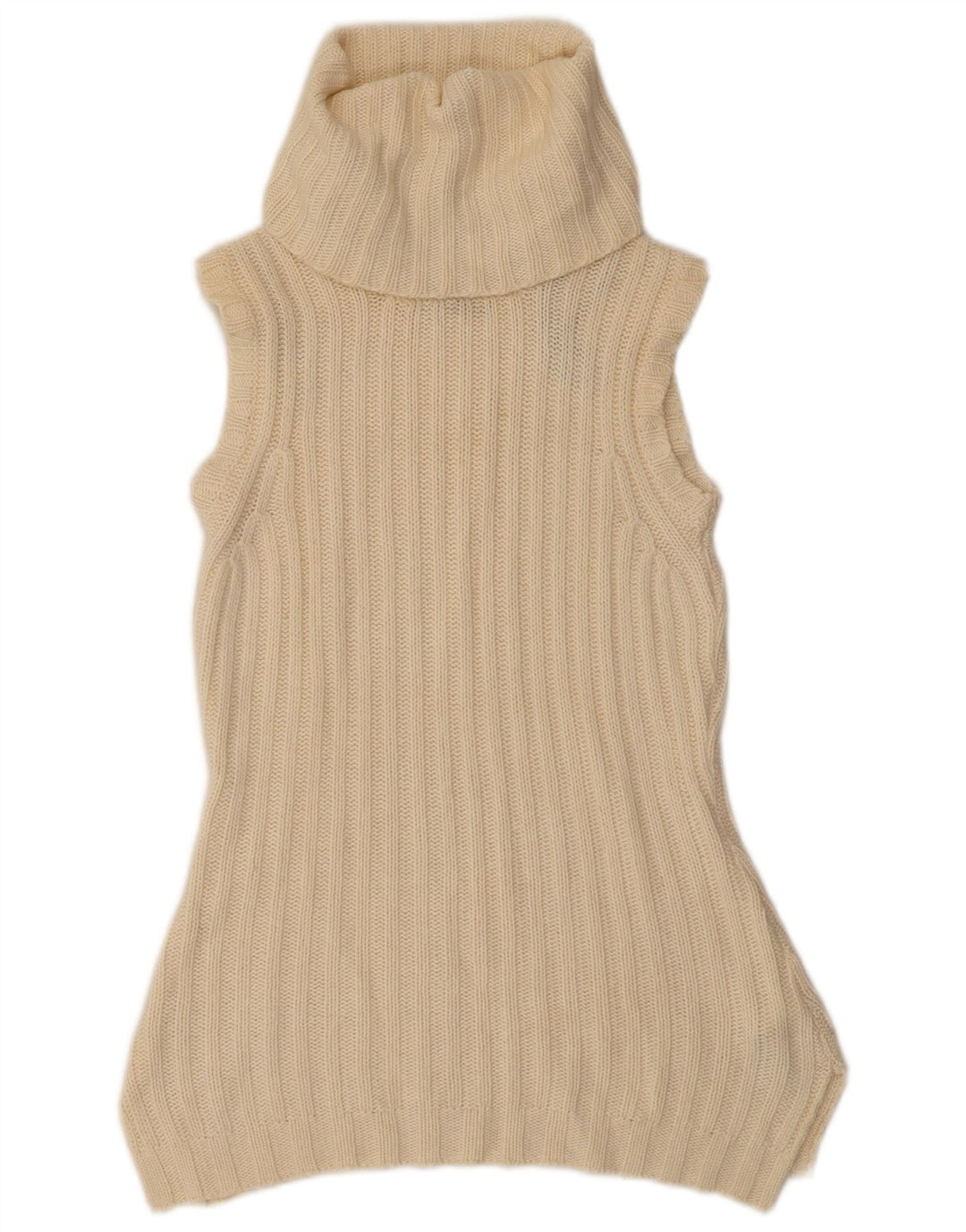 Massimo Dutti Damen Ärmelloser Rollkragenpullover Pullover UK 12 Mittelbeige