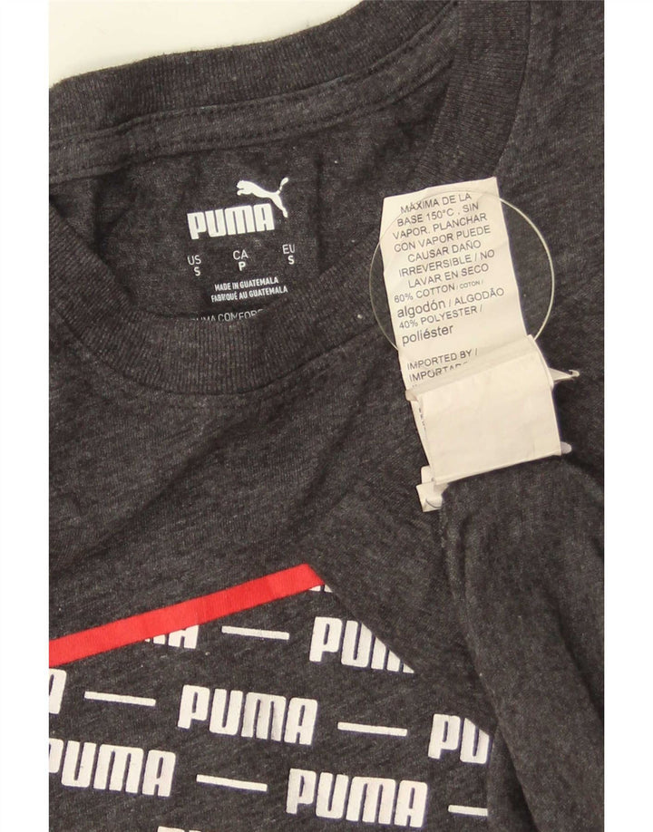 Puma Herren Grafik T-Shirt Top Small Grau Baumwolle