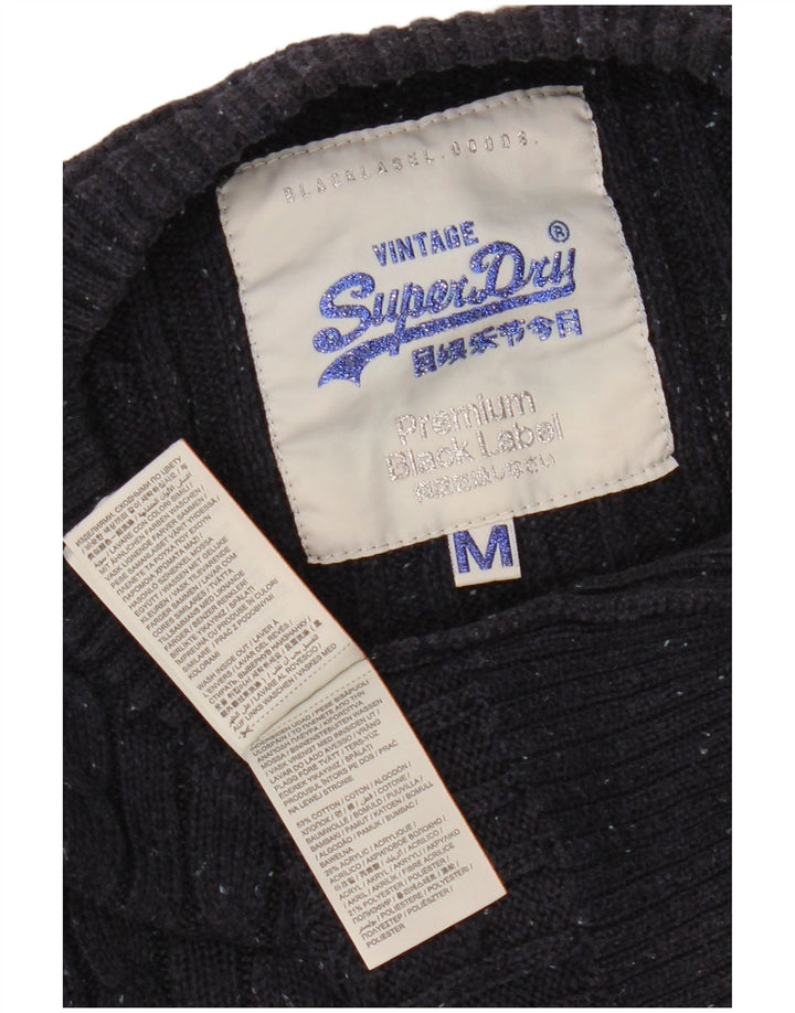 SUPERDRY Damen-Pullover mit U-Boot-Ausschnitt, UK 12, mittelmarineblaue Baumwolle