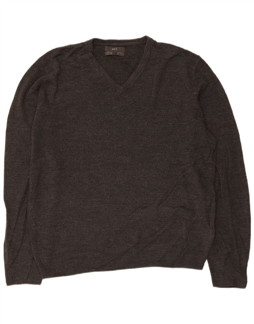 Marks & Spencer Herren-Pullover mit V-Ausschnitt, XL, graues Acryl