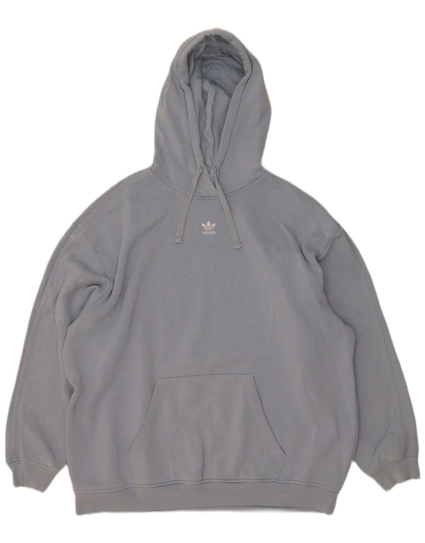 Adidas Damen Übergroßer Kapuzenpullover UK 12/14 Mittelblaue Baumwolle
